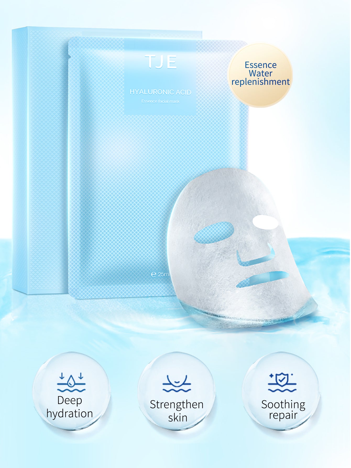 TJE Hyaluronic Acid Essence Mask Deep Hydrating Moisturizing Soothing Mask