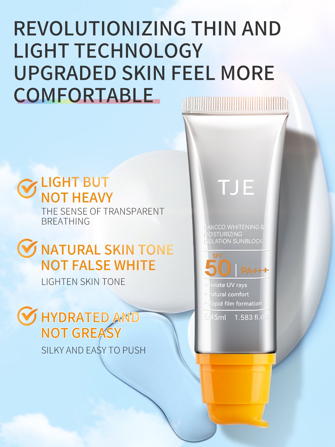 TJE Whitening and Hydrating  Isolation Sunscreen Lotion SPF50 PA+++